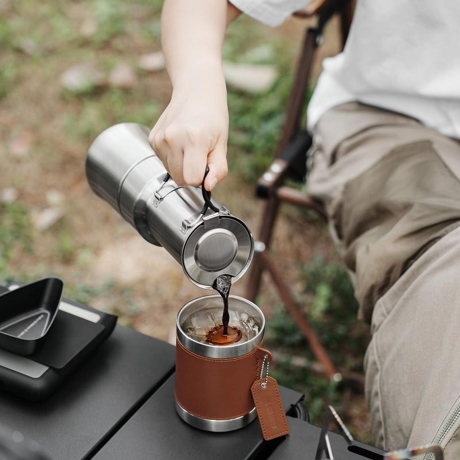 Stainless Steel Moka Pot  Portable Espresso Coffee Maker With Foldable Handle 3