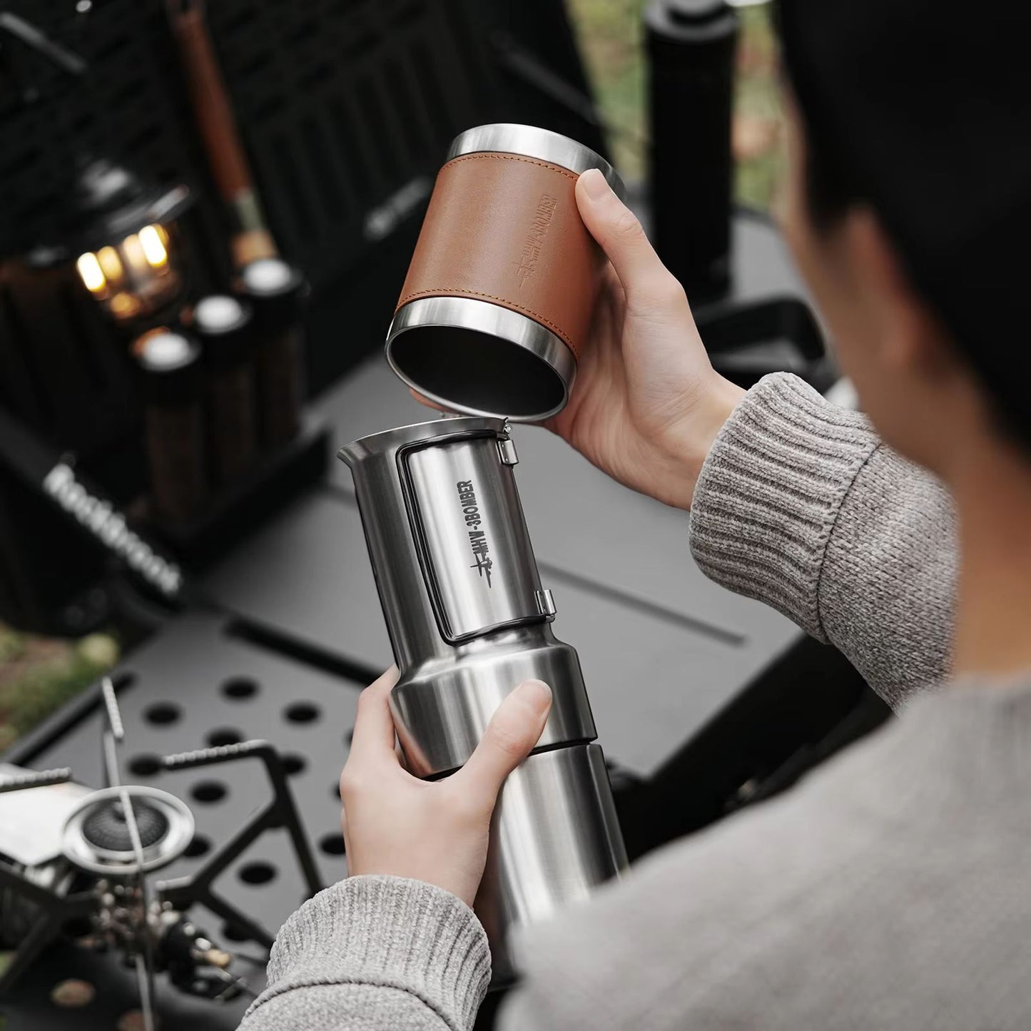 Stainless Steel Moka Pot  Portable Espresso Coffee Maker With Foldable Handle 5