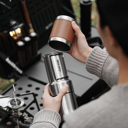 Stainless Steel Moka Pot  Portable Espresso Coffee Maker With Foldable Handle 5