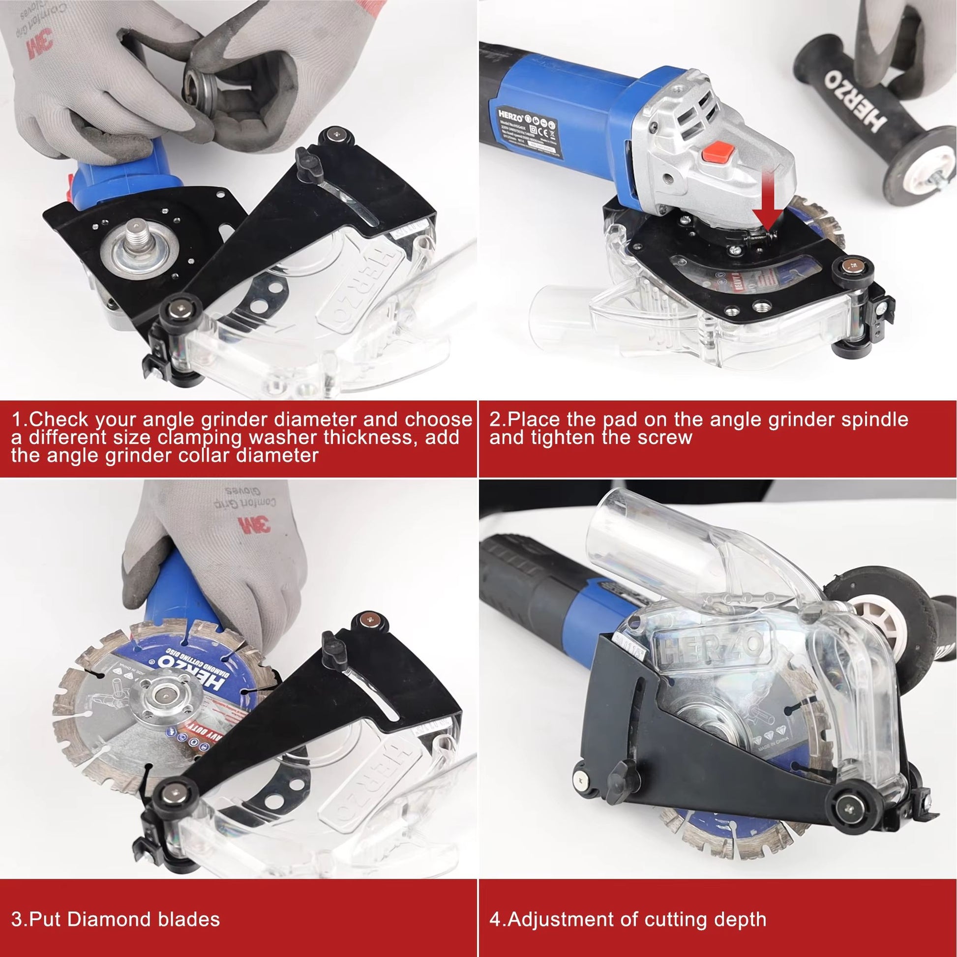 HERZO 125mm Dust Shroud  Cutting Attachment For Angle Grinder 2