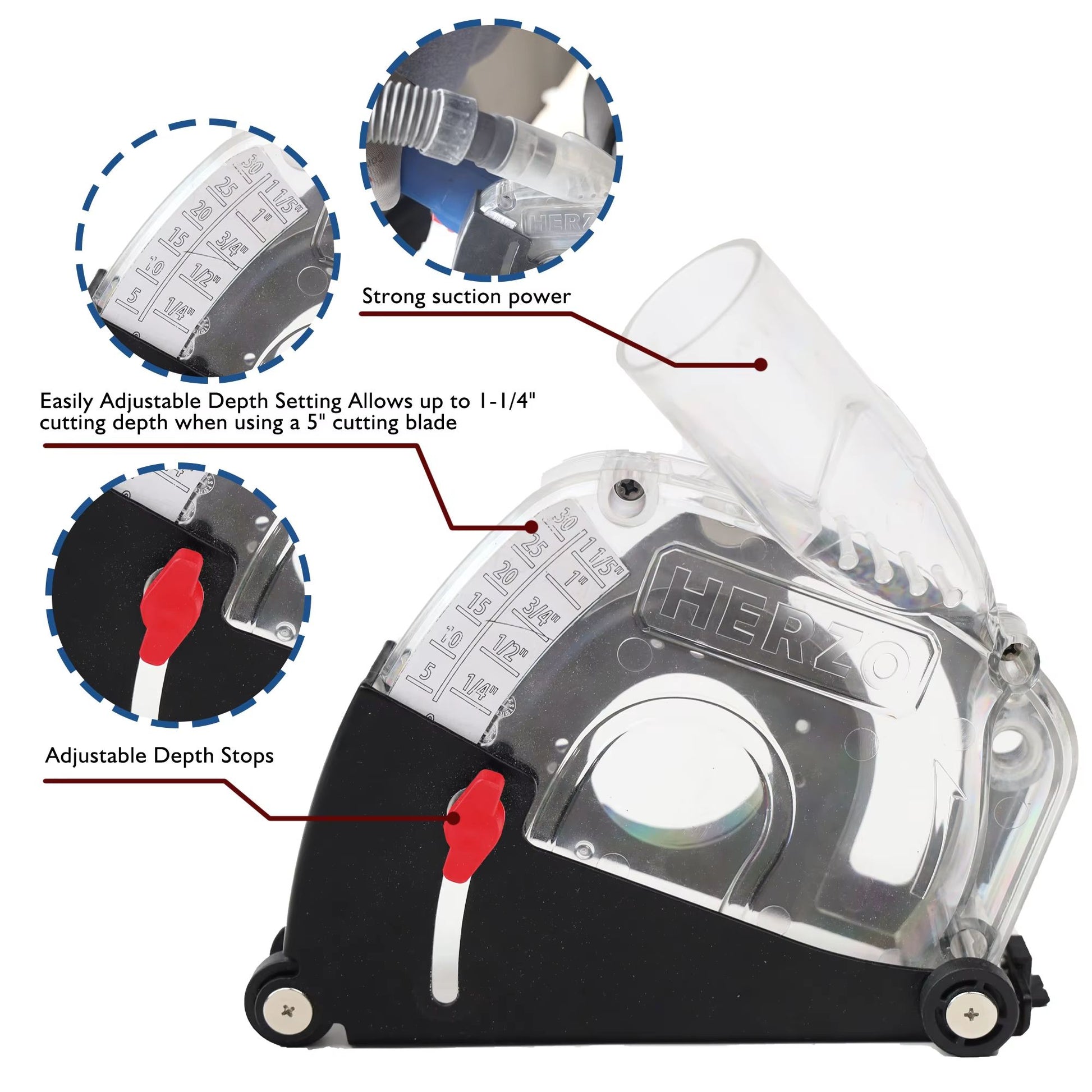 HERZO 125mm Dust Shroud  Cutting Attachment For Angle Grinder 3