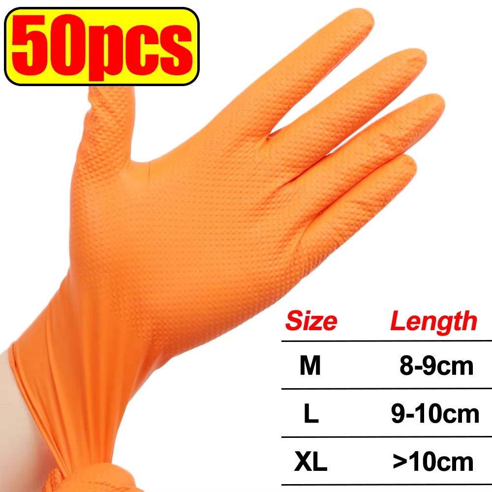 Heavy Duty Nitrile Gloves  8 Mil Extra Thick Disposable Work Gloves With Textured Grip 10