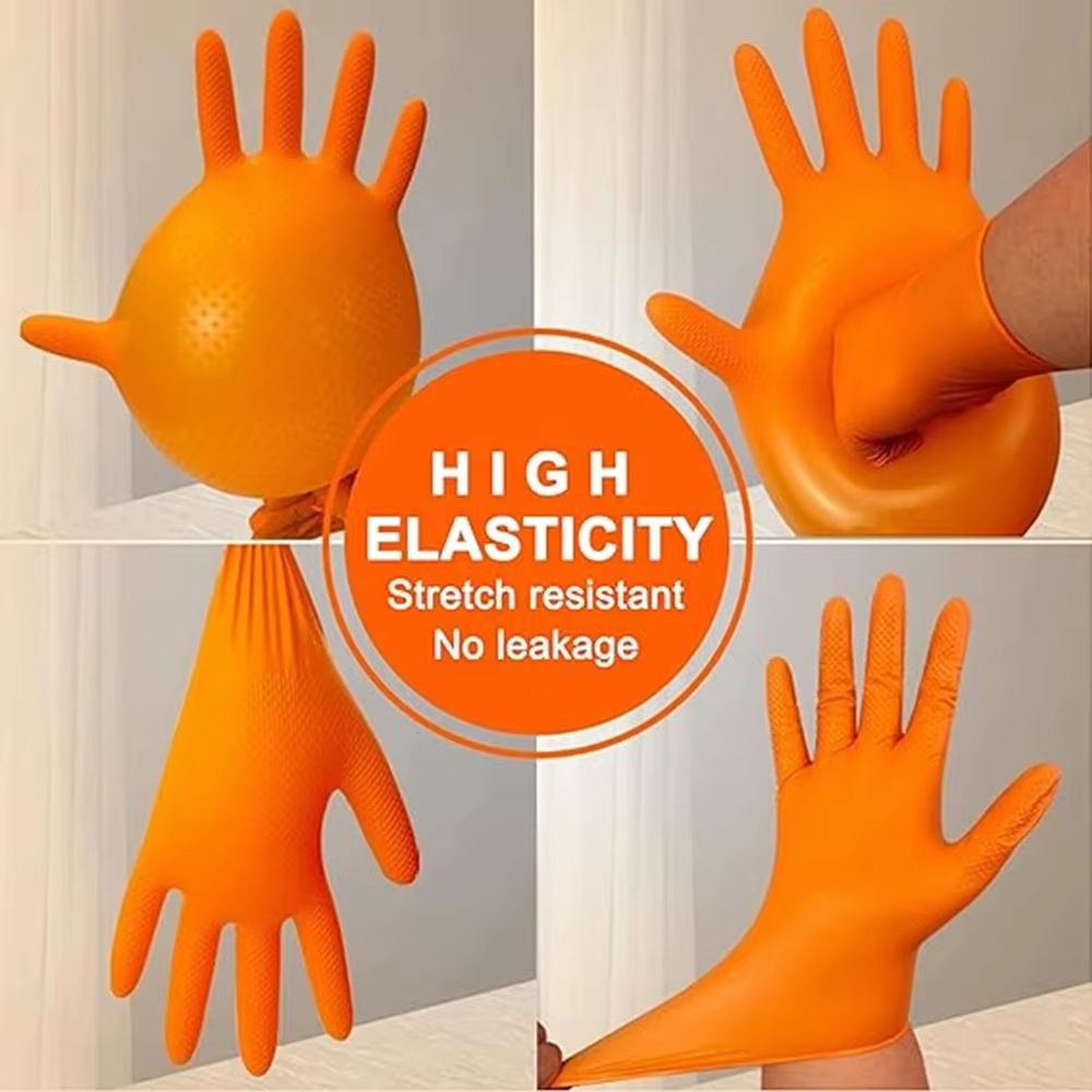 Heavy Duty Nitrile Gloves  8 Mil Extra Thick Disposable Work Gloves With Textured Grip 4