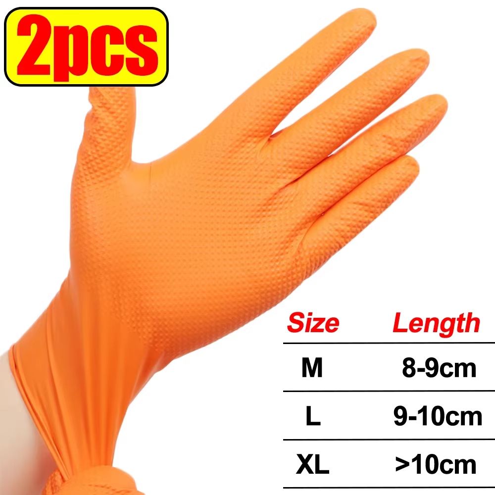 Heavy Duty Nitrile Gloves  8 Mil Extra Thick Disposable Work Gloves With Textured Grip 7