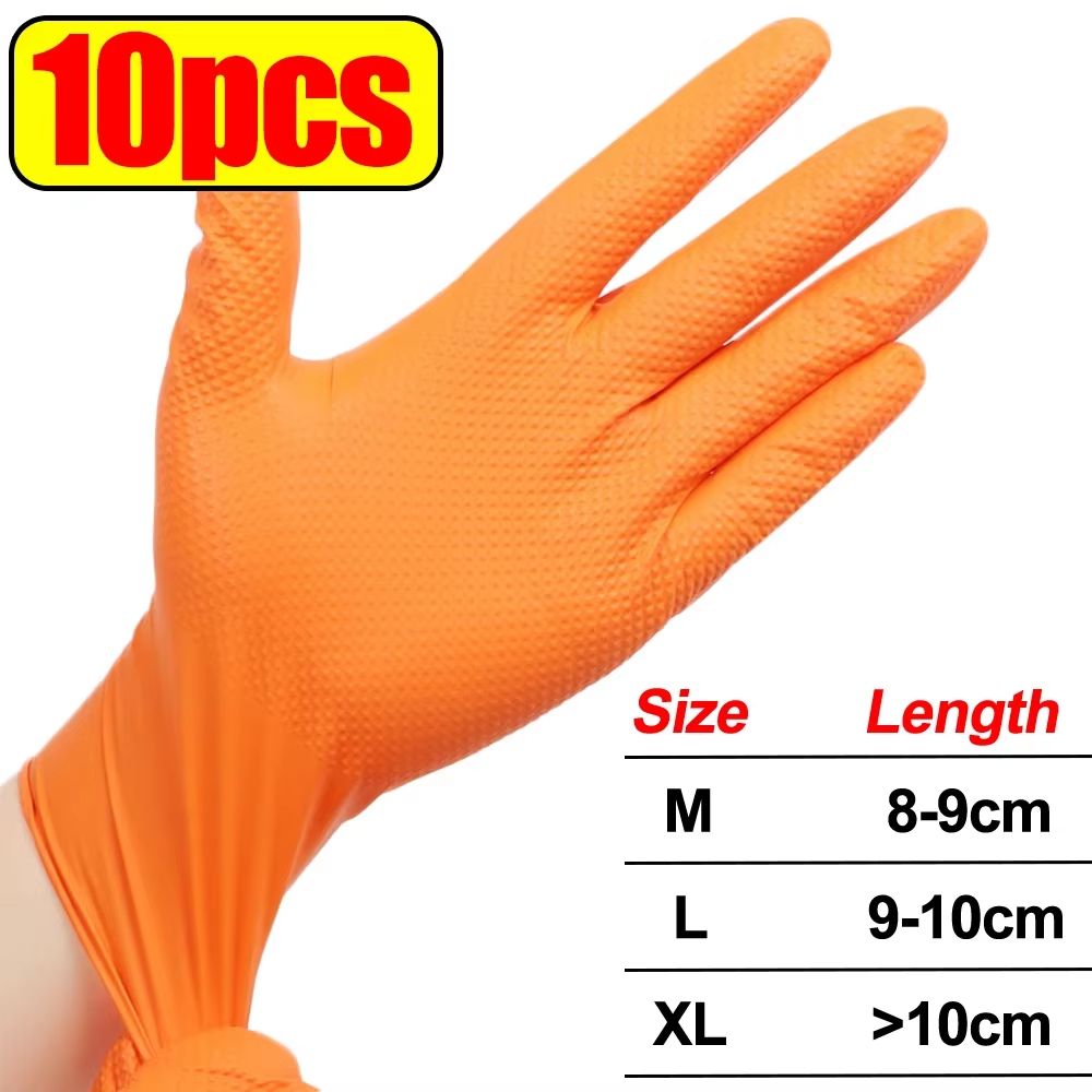 Heavy Duty Nitrile Gloves  8 Mil Extra Thick Disposable Work Gloves With Textured Grip 8