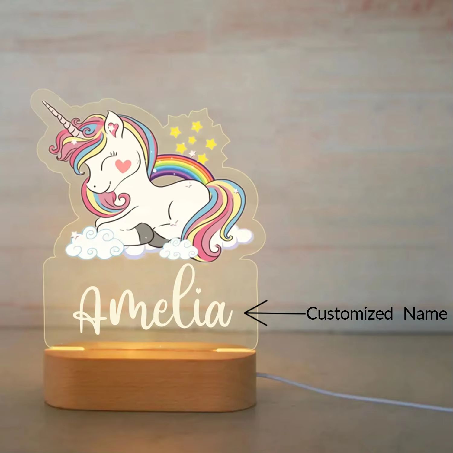 Personalized Childrens Night Light  Custom Name Acrylic Animal Lamp For Baby  Kids Bedroom Decorati 2