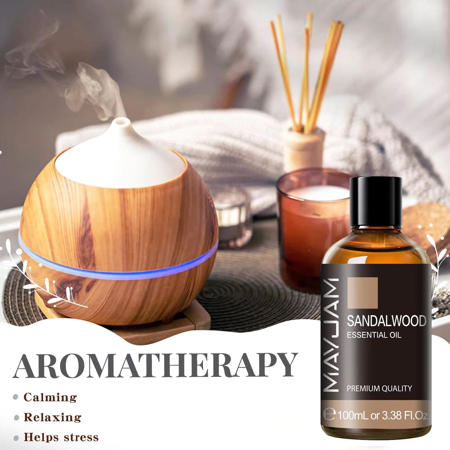 MAYJAM 100ml Essential Oil With Dropper  Sandalwood Lavender Eucalyptus Vanilla Aromatherapy For Di 2