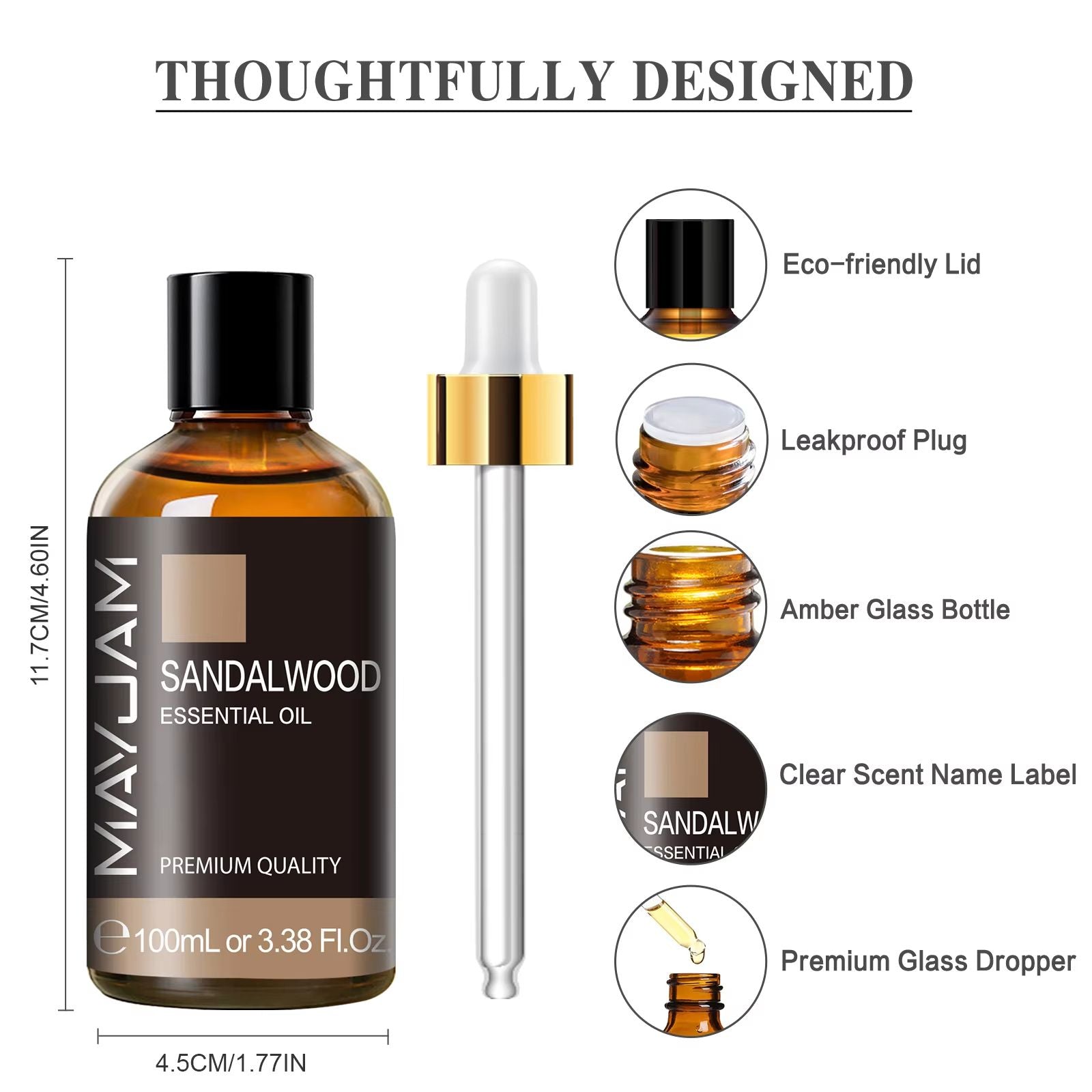 MAYJAM 100ml Essential Oil With Dropper  Sandalwood Lavender Eucalyptus Vanilla Aromatherapy For Di 5