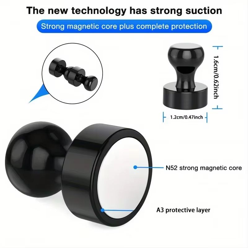 Black Neodymium Magnetic Push Pins  Extra Strong Refrigerator  Whiteboard Magnets For Office Kitche 1