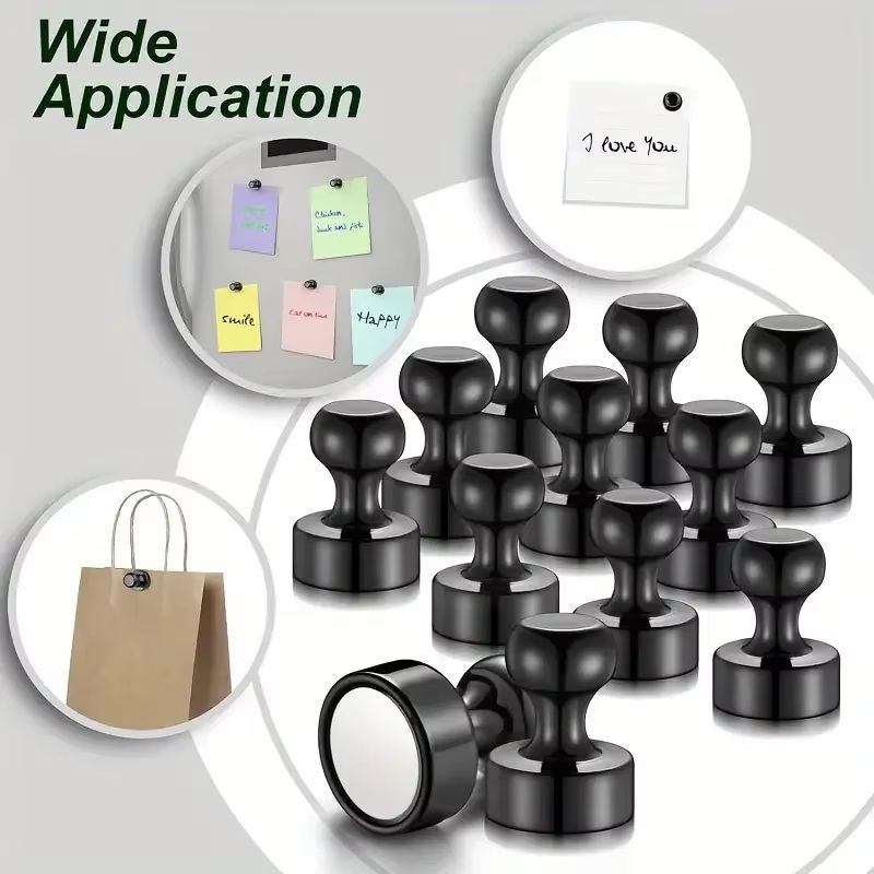 Black Neodymium Magnetic Push Pins  Extra Strong Refrigerator  Whiteboard Magnets For Office Kitche 4