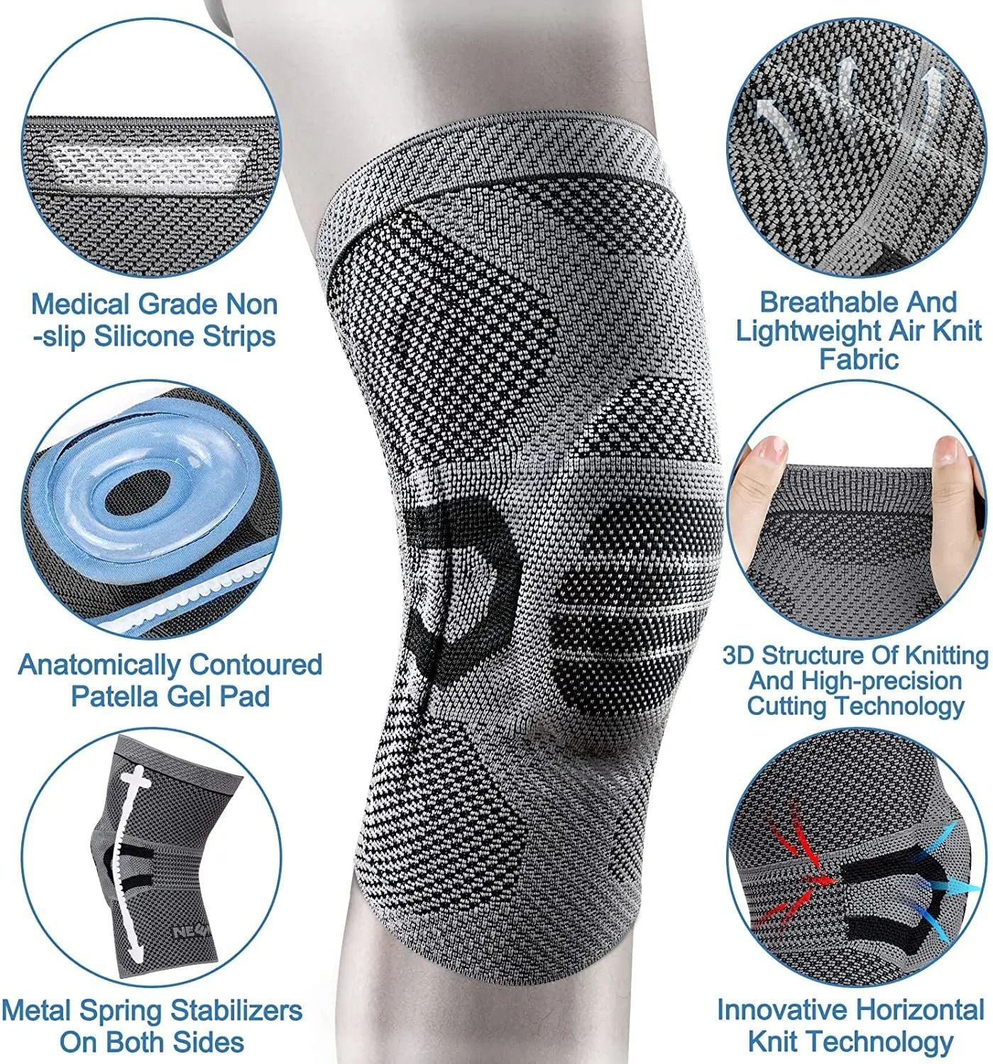 Knee Brace Compression Sleeve for Sports and Joint Support