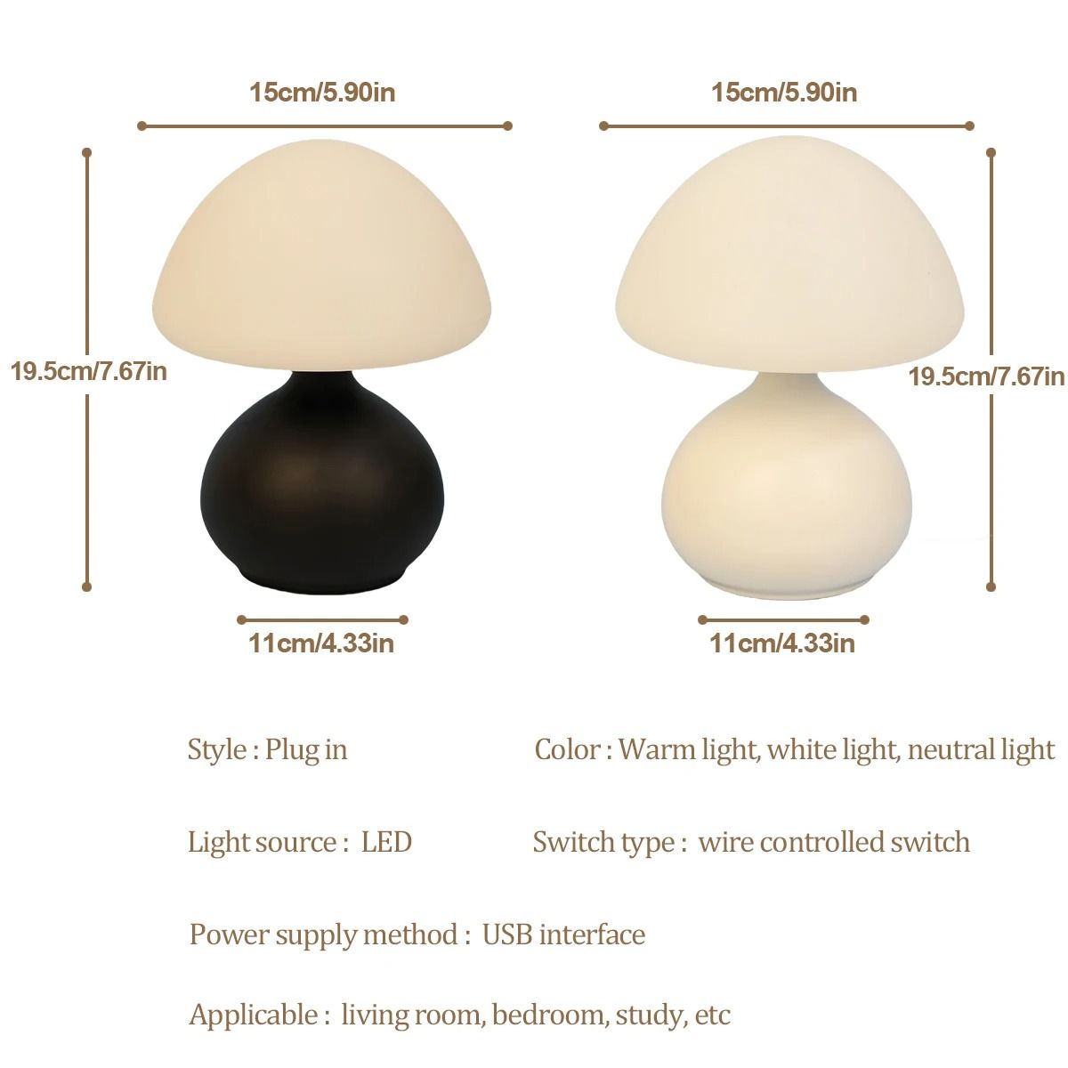 Modern Mushroom Table Lamp With Three Color Modes And Adjustable Brightness 4