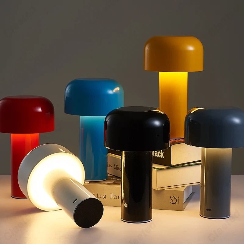 Portable Mushroom Table Lamp with Touch Control and Rechargeable Design
