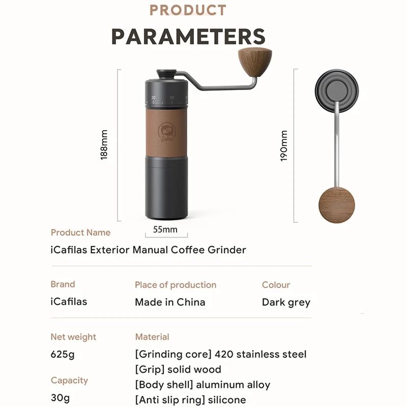 Portable Manual Coffee Grinder With Adjustable Stainless Steel Blades 1