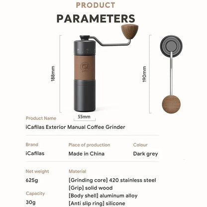 Portable Manual Coffee Grinder With Adjustable Stainless Steel Blades 1