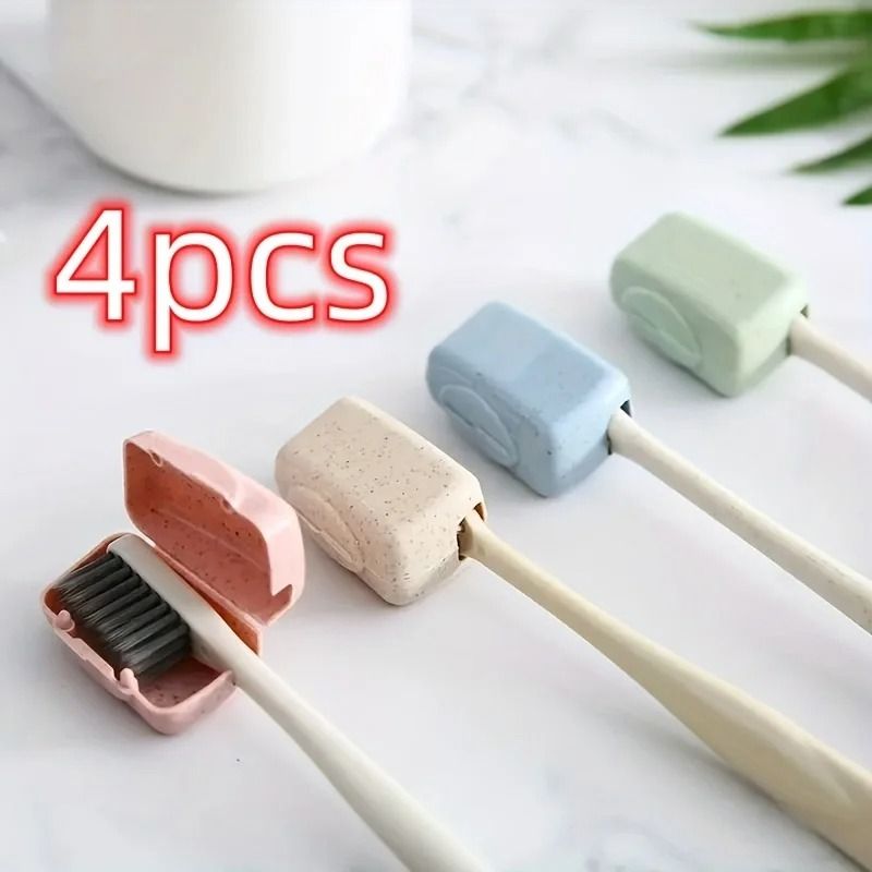 4 Piece Travel Toothbrush Head Cover Portable Protective Storage Box