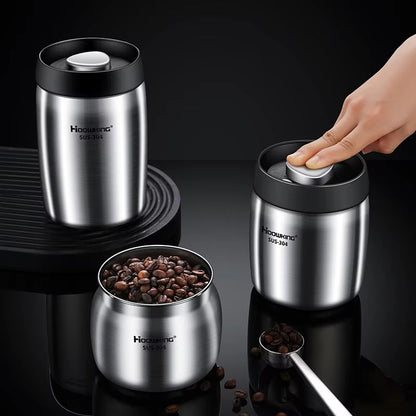 AeroSeal Stainless Steel Coffee Bean Canister  Vacuum Sealed Food Storage Jar 1