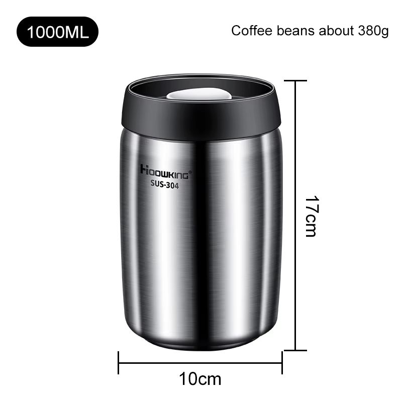 AeroSeal Stainless Steel Coffee Bean Canister  Vacuum Sealed Food Storage Jar 8
