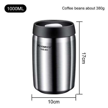 AeroSeal Stainless Steel Coffee Bean Canister  Vacuum Sealed Food Storage Jar 8