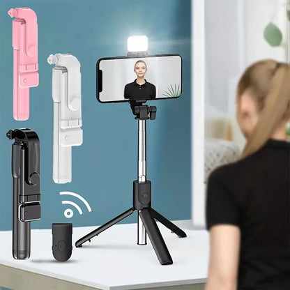 LumiSnap Bluetooth Selfie Stick Tripod with Remote and Fill Light – Portable Phone Stand