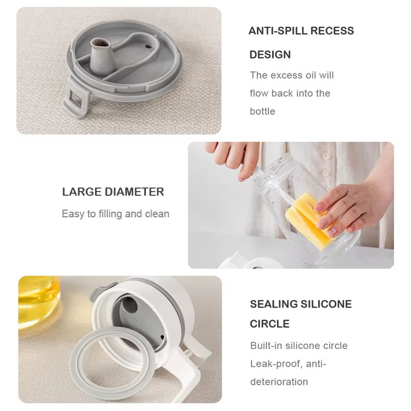 PurePour Glass Olive Oil Dispenser Bottle  Auto Flip Leakproof Kitchen Container 3