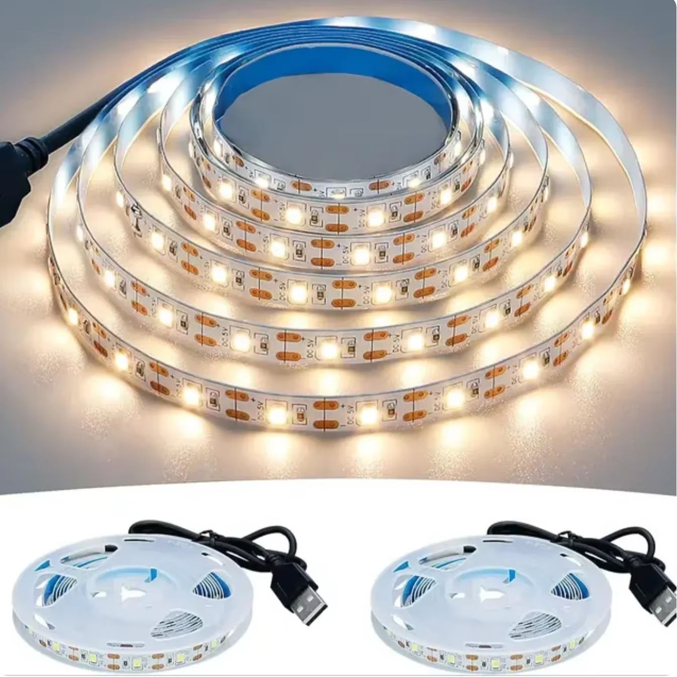 GlowFlex USB LED Strip Lights  2835 White And Warm White Lighting Tape For Home And TV Backlight 7