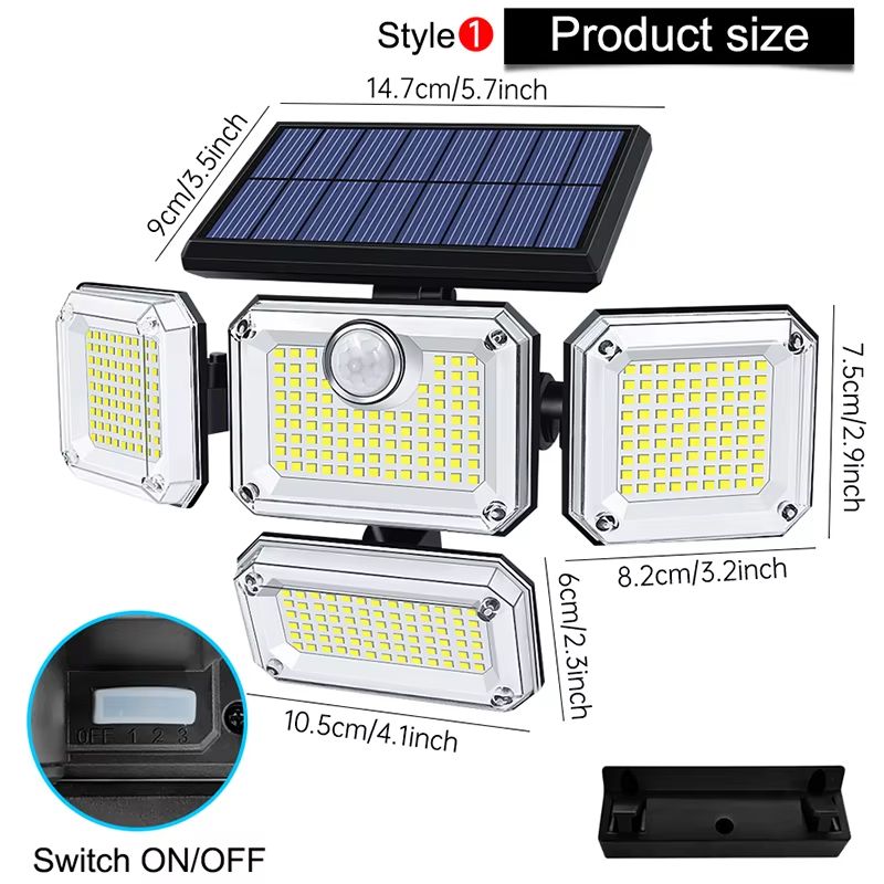 SunBright 20W Solar Garden Light  Waterproof Outdoor LED Lamp With Adjustable Head And 3 Modes 4