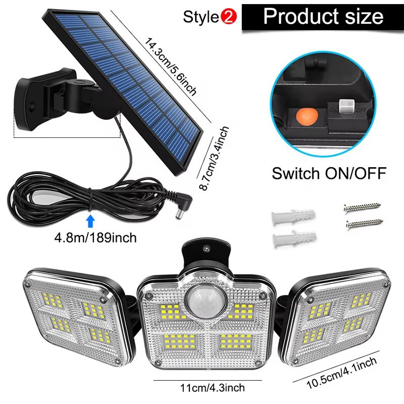 SunBright 20W Solar Garden Light  Waterproof Outdoor LED Lamp With Adjustable Head And 3 Modes 5