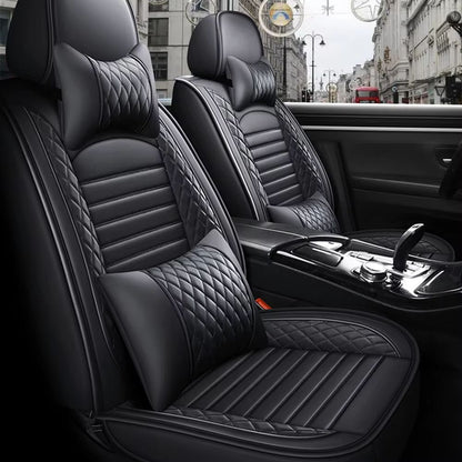 LuxRide PU Leather Car Seat Covers  Universal 5Seat Full Set For Sedans And SUVs 5