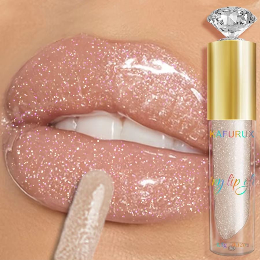 LustreGlow Diamond Shimmer Lip Gloss – Moisturizing Glitter Liquid Lipstick in 9 Colors
