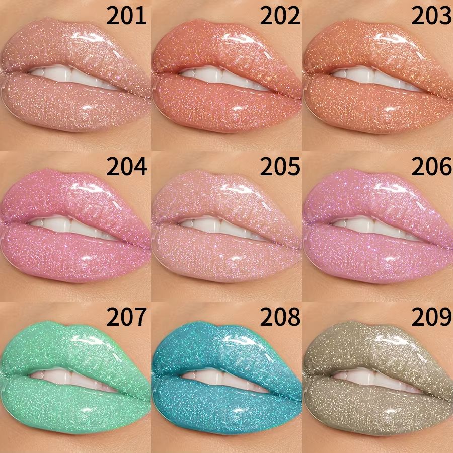 LustreGlow Diamond Shimmer Lip Gloss  Moisturizing Glitter Liquid Lipstick In 9 Colors 2