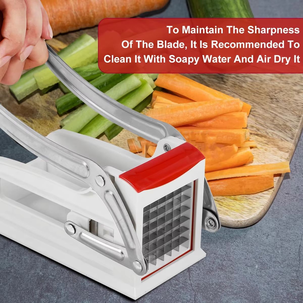 QuickSlice Stainless Steel French Fry Cutter  Manual Potato Chipper And Vegetable Slicer With Inter 3