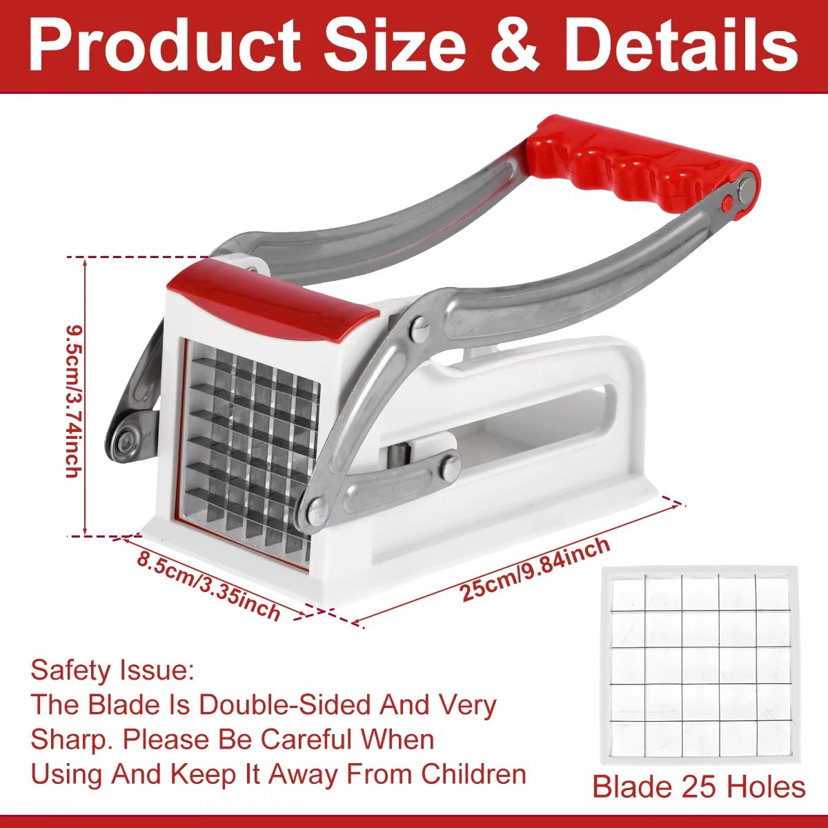 QuickSlice Stainless Steel French Fry Cutter  Manual Potato Chipper And Vegetable Slicer With Inter 5