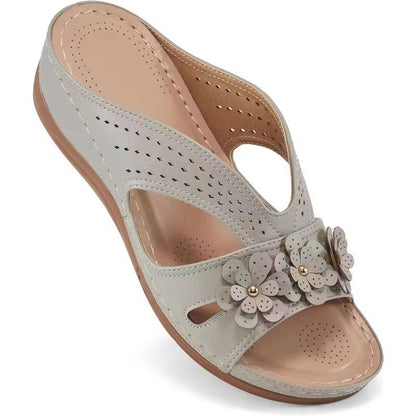 BloomStep Womens Wedge Sandals  Flower Hollow Casual Slippers With NonSlip Sole 4