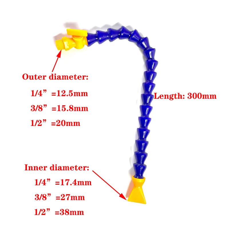 FlexiFlow Pneumatic Tube  14 38 12 BPS Male Thread Flexible Coolant Pipe For CNC And Lathe Machines 6