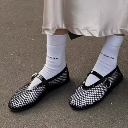 Fashion Women Mesh Sandals Hollow Out Flats, Retro Comfort Shallow Mouth Beach Shoes Female Casual Slippers