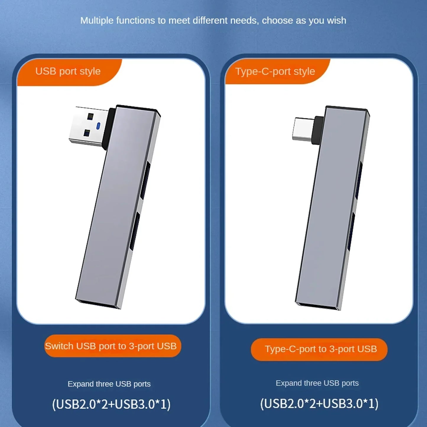 3 Port Type C Hub for PC, Laptop, Notebook, 3 in 1 USB Hub OTG USB 3.0, Type C 3.0 to 3 USB Splitter Hub Speed