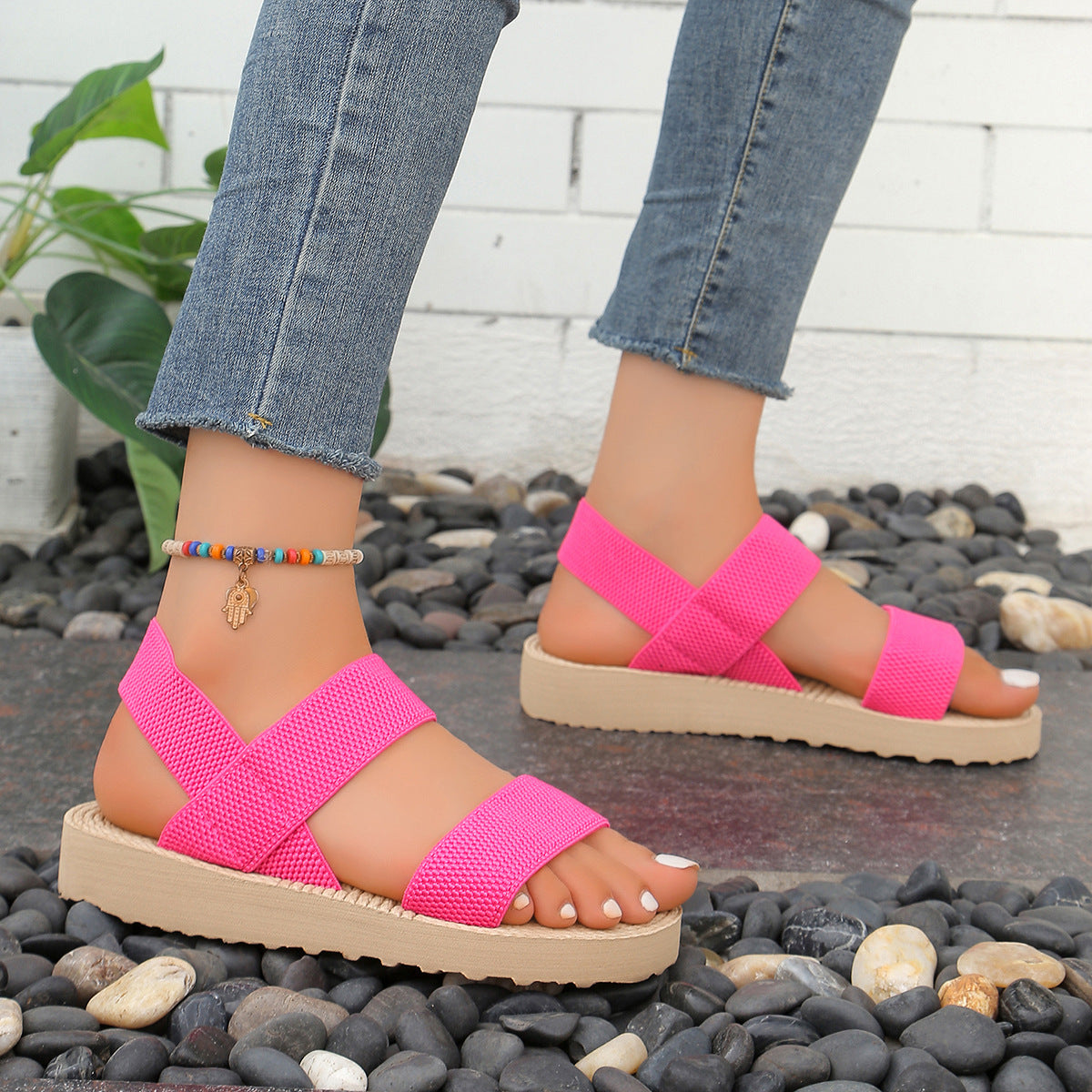 Womens Light Weight Summer Sandals Soft EVA Hot Pink Casual Home Street Shoes Girls Leisure Daily Walking Sandal