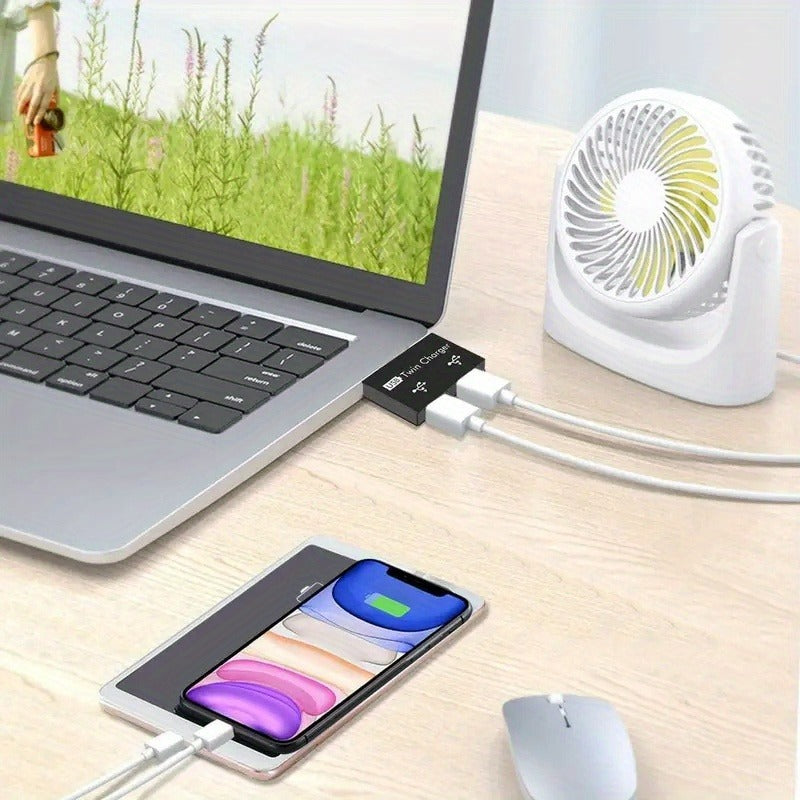 Mini USB Hub Adapter Extender, 1 to 2 Ports High Speed USB2.0, Female Splitter Box for PC Laptop U-Disk Card Reader