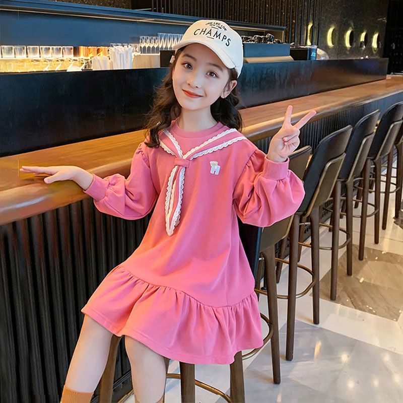 2025 New Girls Princess Dresses, Preppy Style Long Sleeve, Influencer Fashion for Spring and Autumn