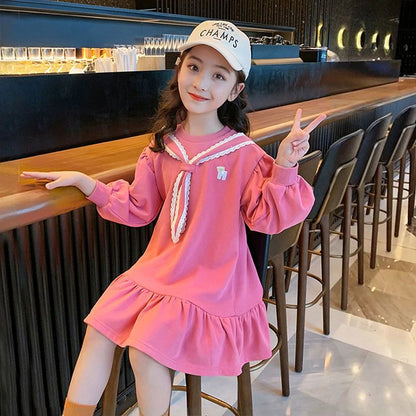 2025 New Girls Princess Dresses, Preppy Style Long Sleeve, Influencer Fashion for Spring and Autumn