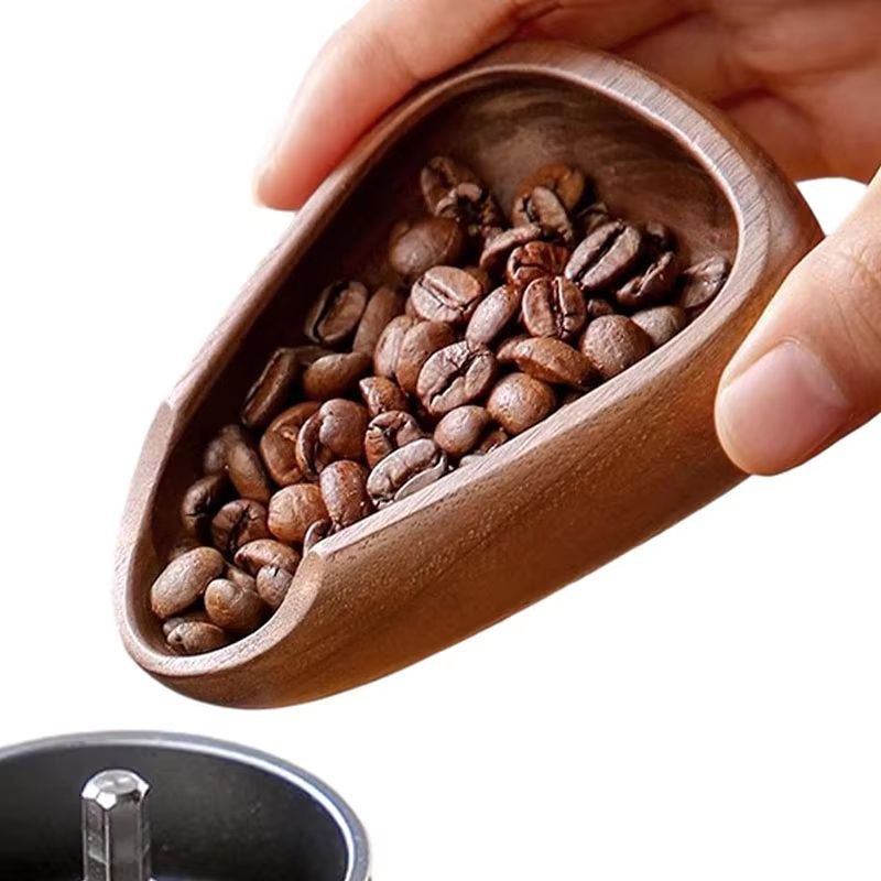 Walnut Coffee Bean Tray  Wooden Measuring Scoop  Espresso Dose  Tea Separator Tool 2
