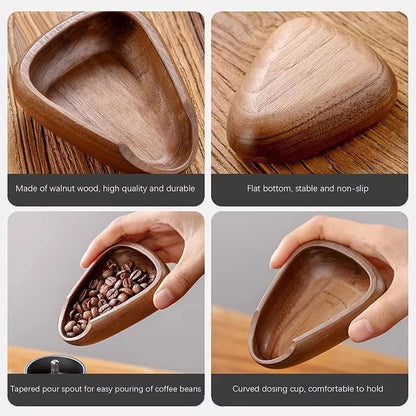 Walnut Coffee Bean Tray  Wooden Measuring Scoop  Espresso Dose  Tea Separator Tool 3