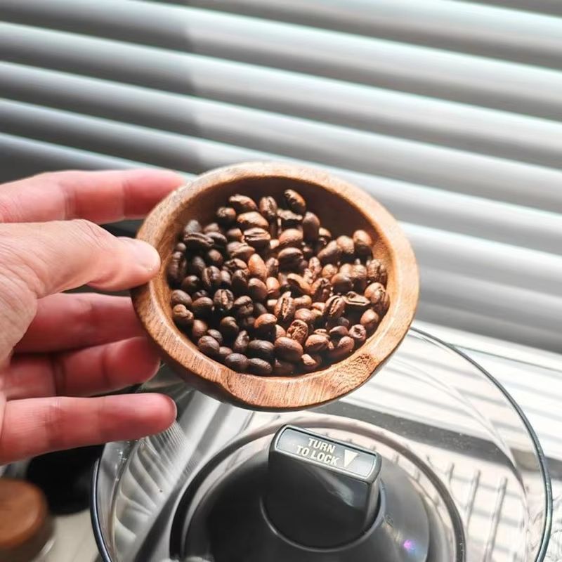 Walnut Coffee Bean Tray  Wooden Measuring Scoop  Espresso Dose  Tea Separator Tool 5