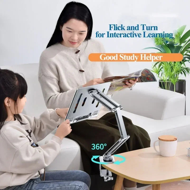 Adjustable Foldable Laptop Stand Holder, Eary Laptop Mount for Desk, 360° Rotating Arm for Notebook up to 17 inch