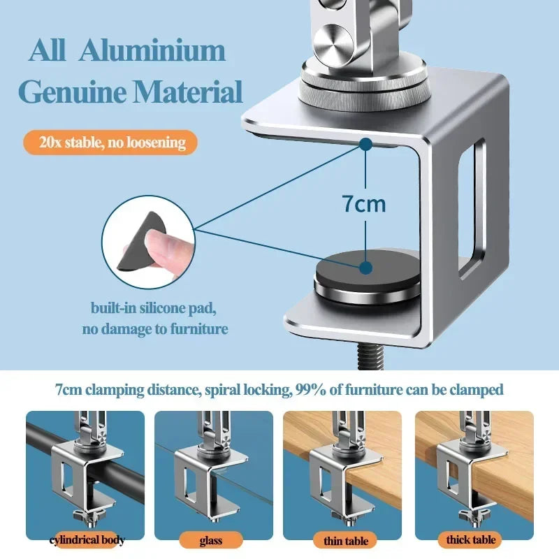 Adjustable Foldable Laptop Stand Holder, Eary Laptop Mount for Desk, 360° Rotating Arm for Notebook up to 17 inch