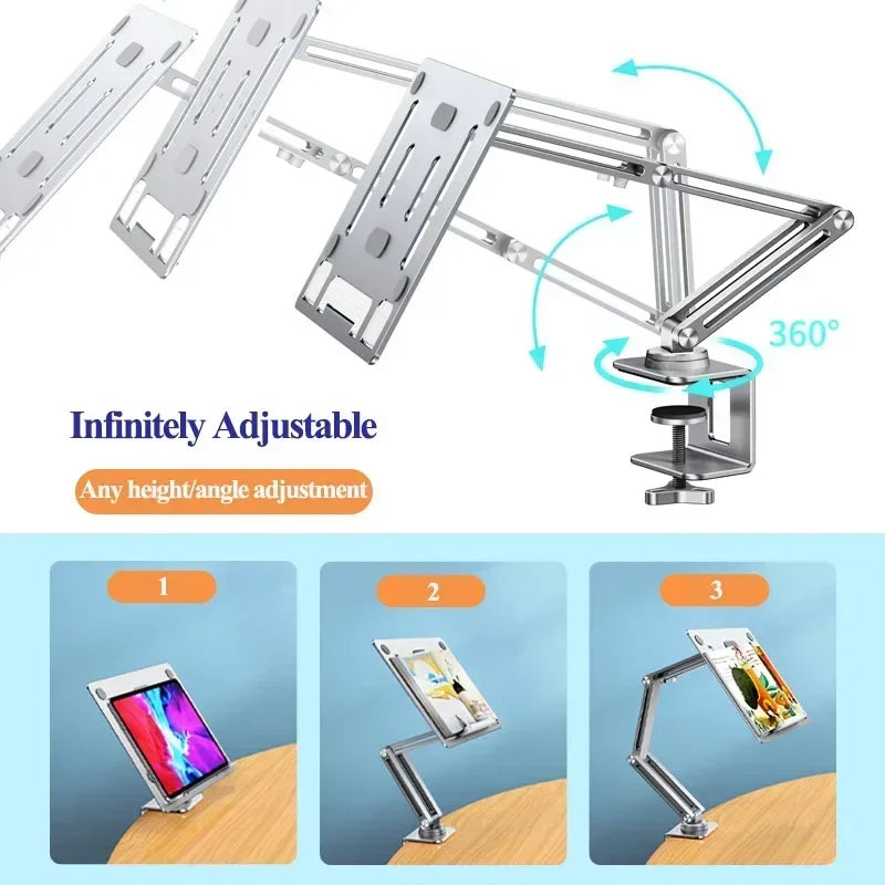 Adjustable Foldable Laptop Stand Holder, Eary Laptop Mount for Desk, 360° Rotating Arm for Notebook up to 17 inch