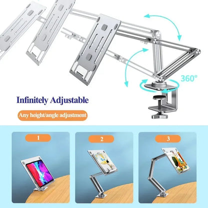 Adjustable Foldable Laptop Stand Holder, Eary Laptop Mount for Desk, 360° Rotating Arm for Notebook up to 17 inch