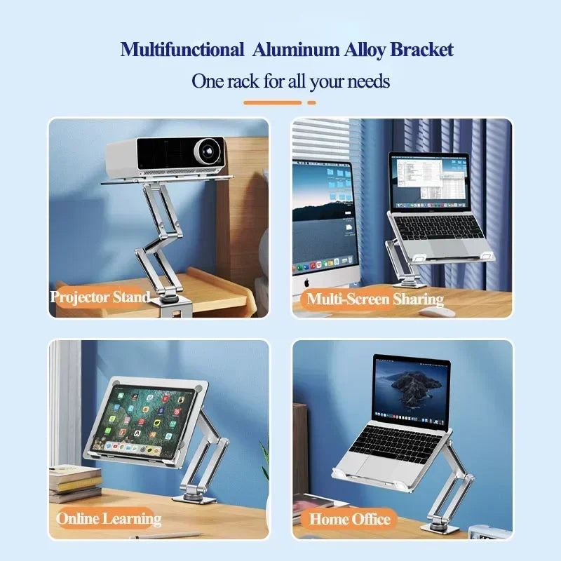Adjustable Foldable Laptop Stand Holder, Eary Laptop Mount for Desk, 360° Rotating Arm for Notebook up to 17 inch