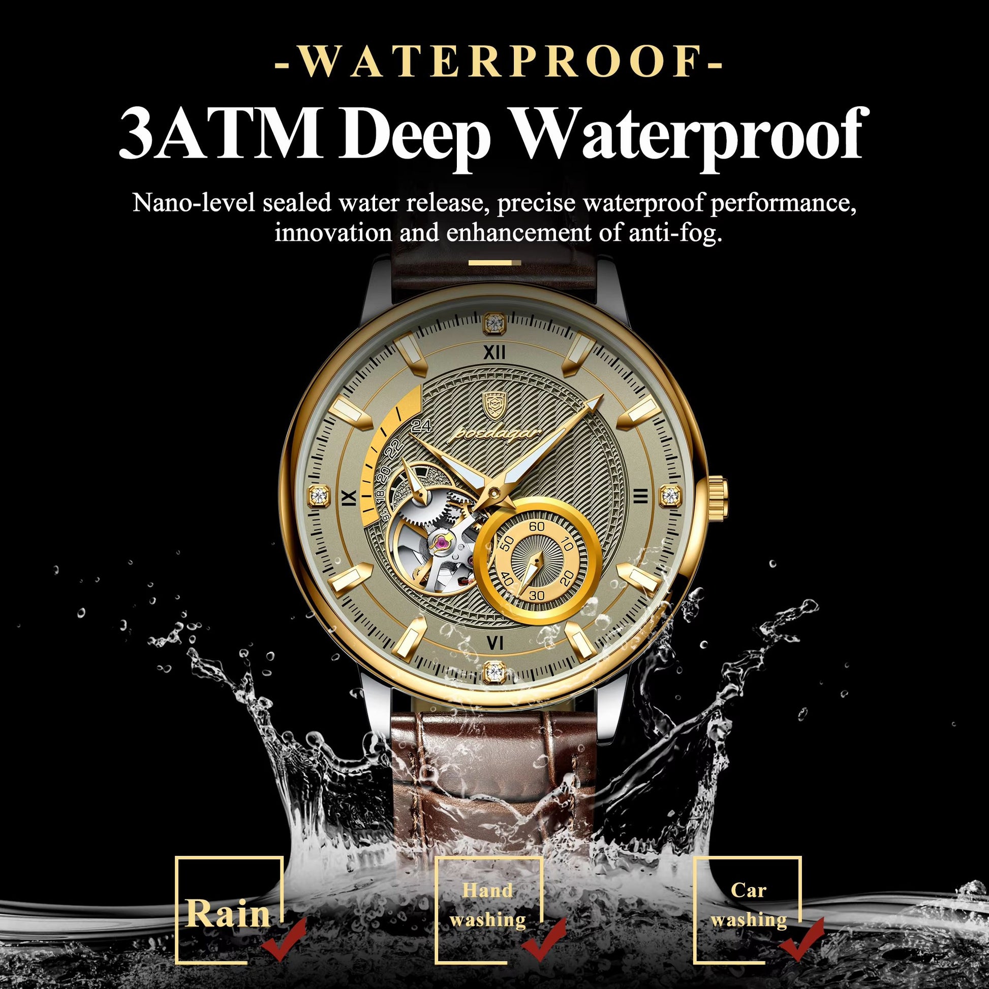 POEDAGAR Mens Automatic Mechanical Watch  Luxury Tourbillon Design Waterproof  Luminous Sport Style 1